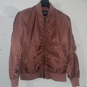 All Saints Brown Bomber Jacket with Ribbed Details Medium Slim fit